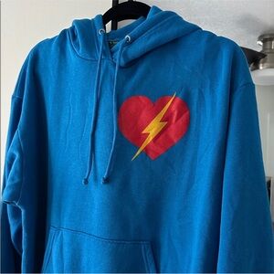 BRAND NEW Aviator Nation Bolt Heart Pullover Relaxed Hoodie in Adventure Blue